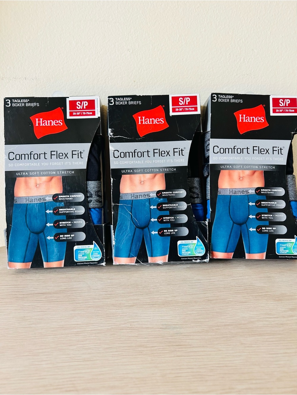 3 Hanes Comfort Flex Fit Men’s Boxer Briefs - Blue (3 Pack)